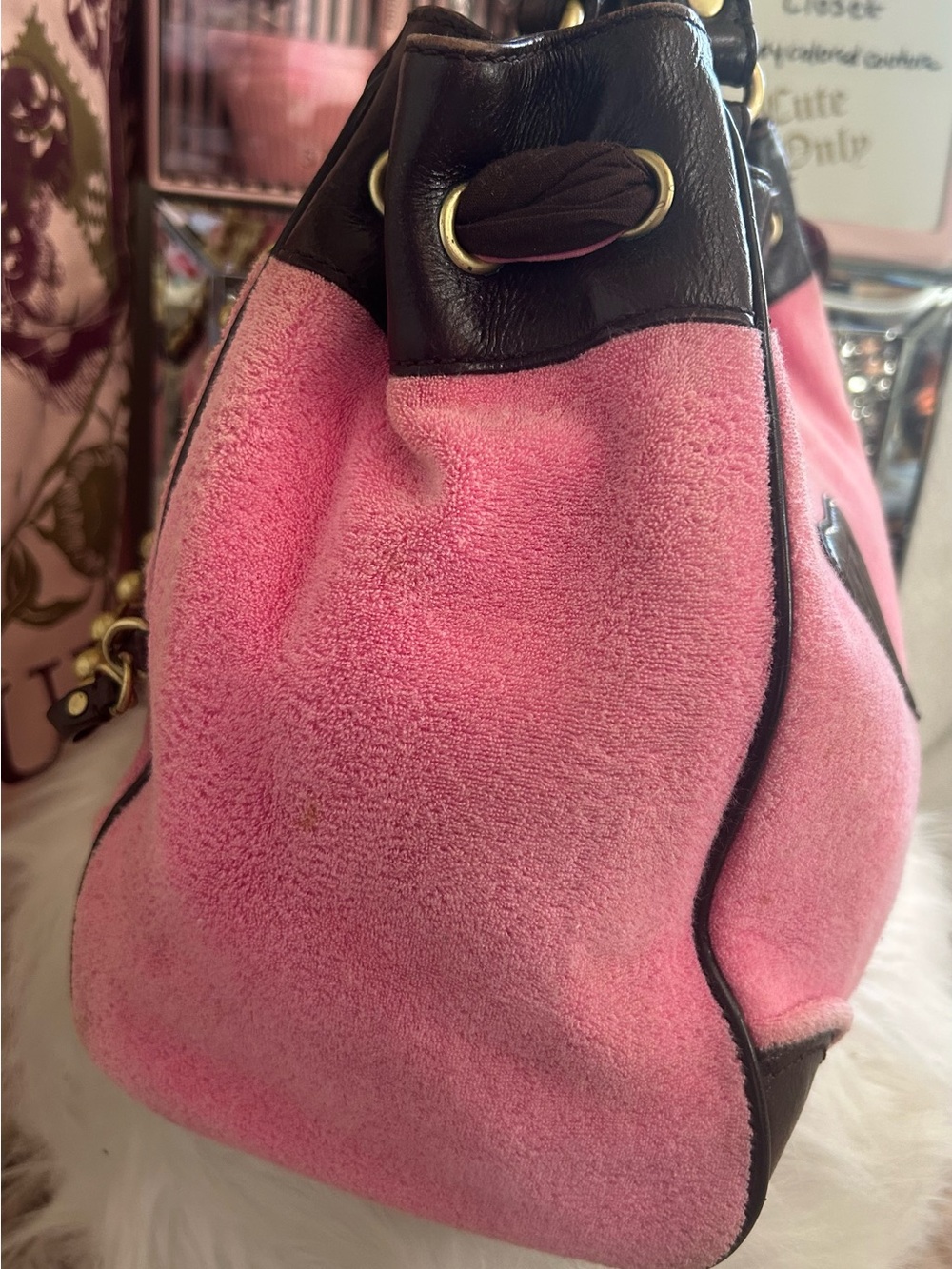 Vintage 2010 Juicy Couture Bubblegum Pink Terry Daydreamer Bag Key Charm SOLD!!! - Picture 10 of 16